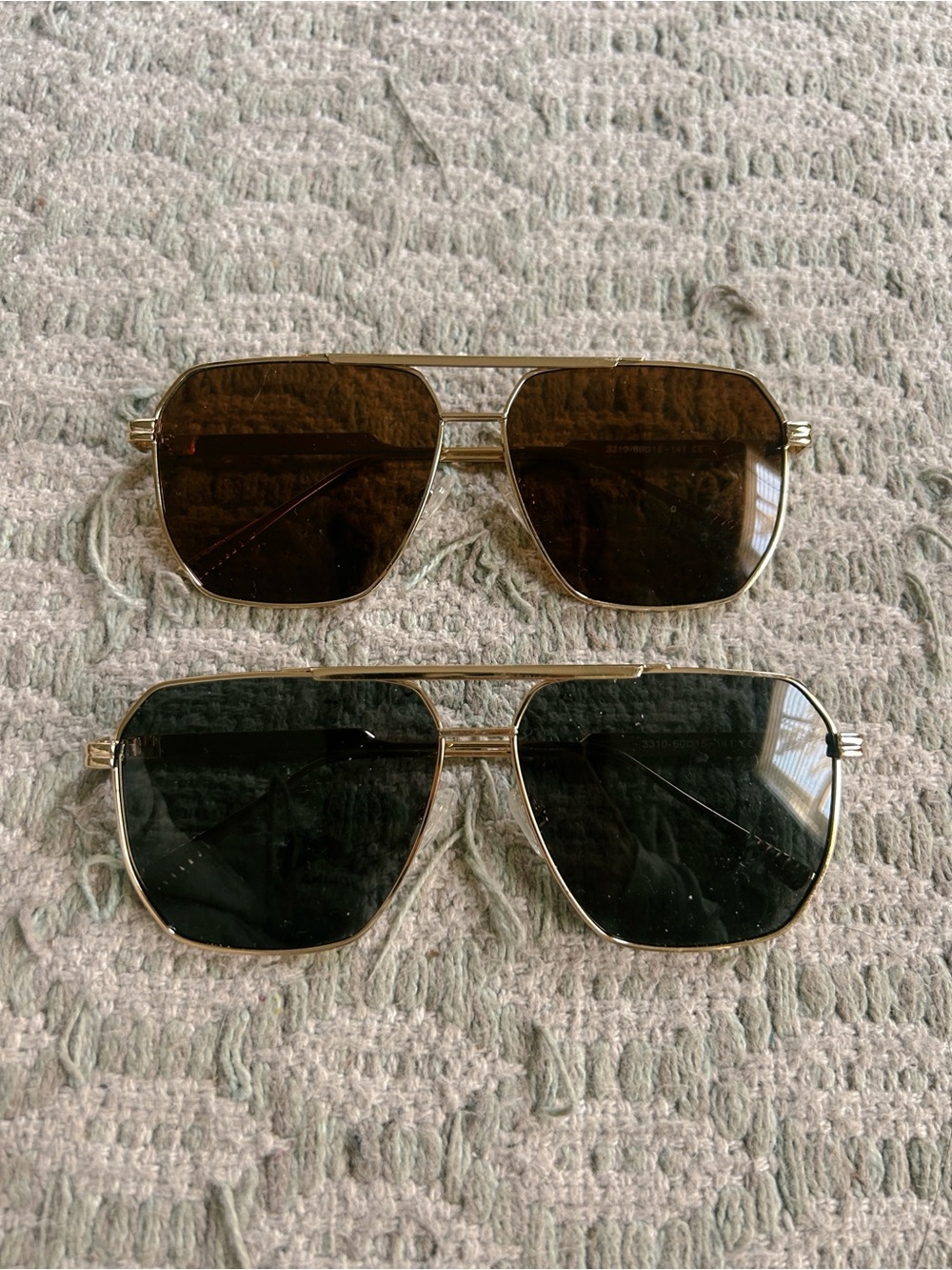 Gold Frame Aviator Sunglasses - Brown & Black Lenses